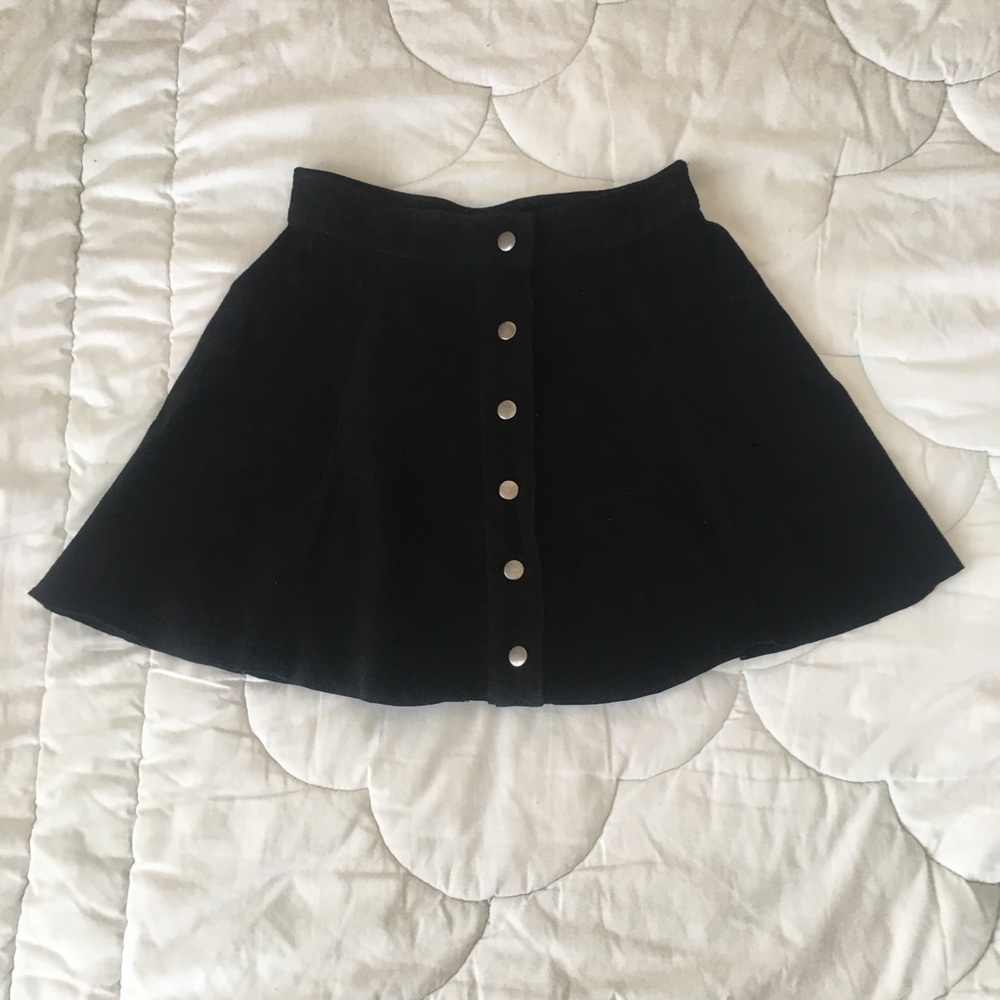 Forever21 Black Button Down Black Leather Skirt